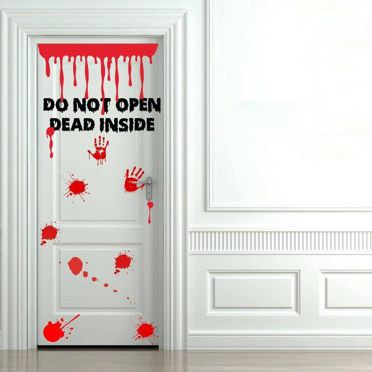 Декор для Хэллоуина с кровавыми потёками и надписью Do Not Open, Dead Inside