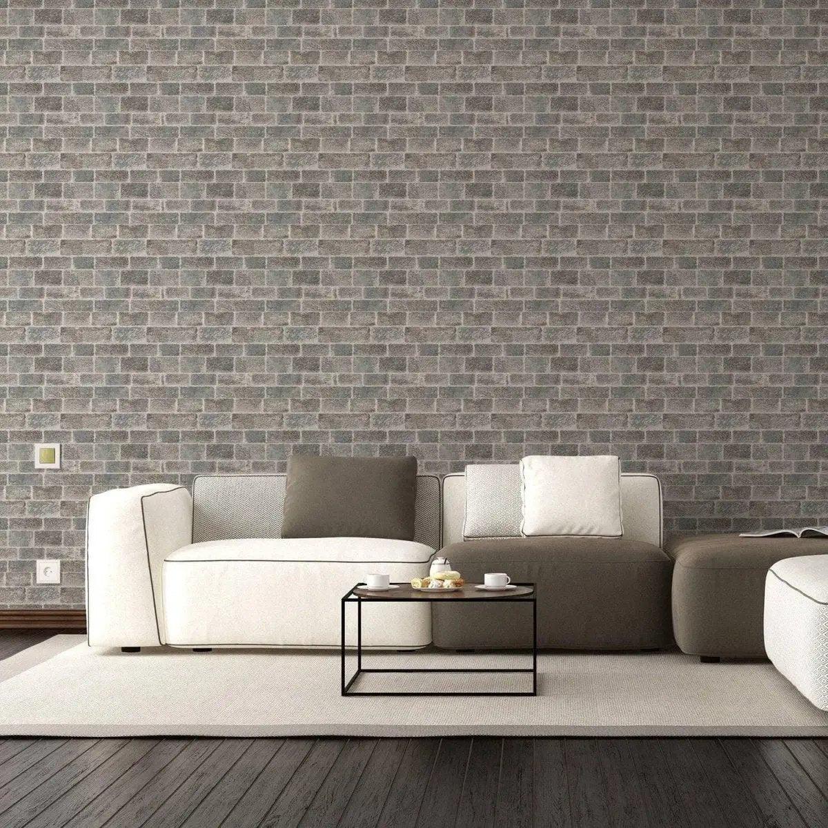 Stylish living room featuring 3D faux stone wall panel transformation with modern furniture and decor.