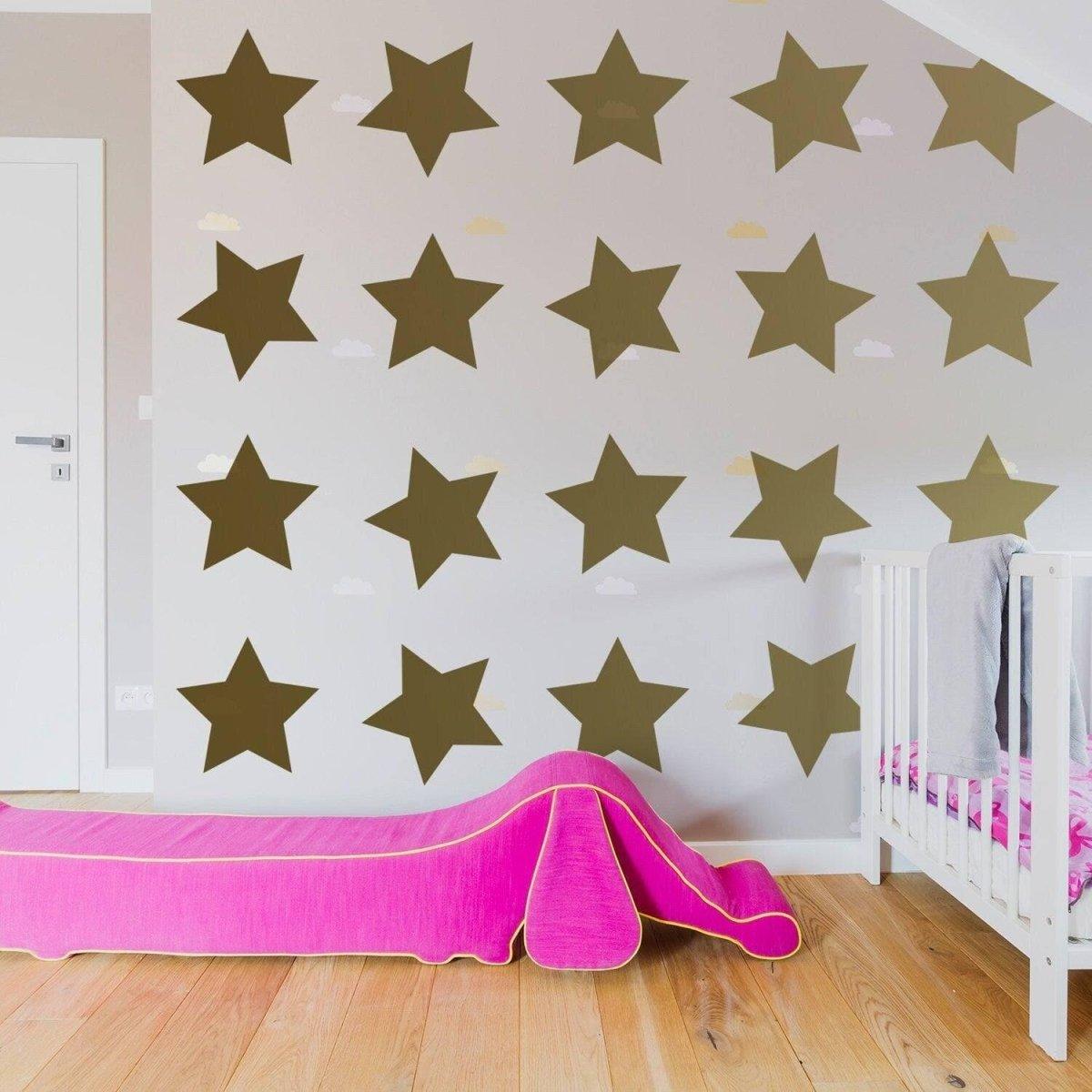 Decorative room featuring 40-pack golden star stickers on the wall.