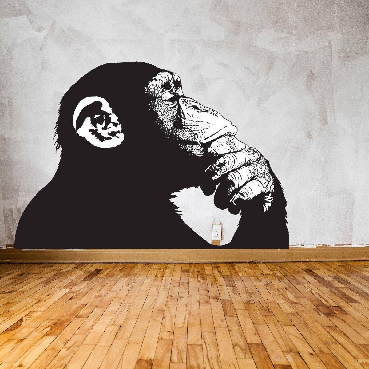 Contemporary street art primate wall sticker of a monkey.
