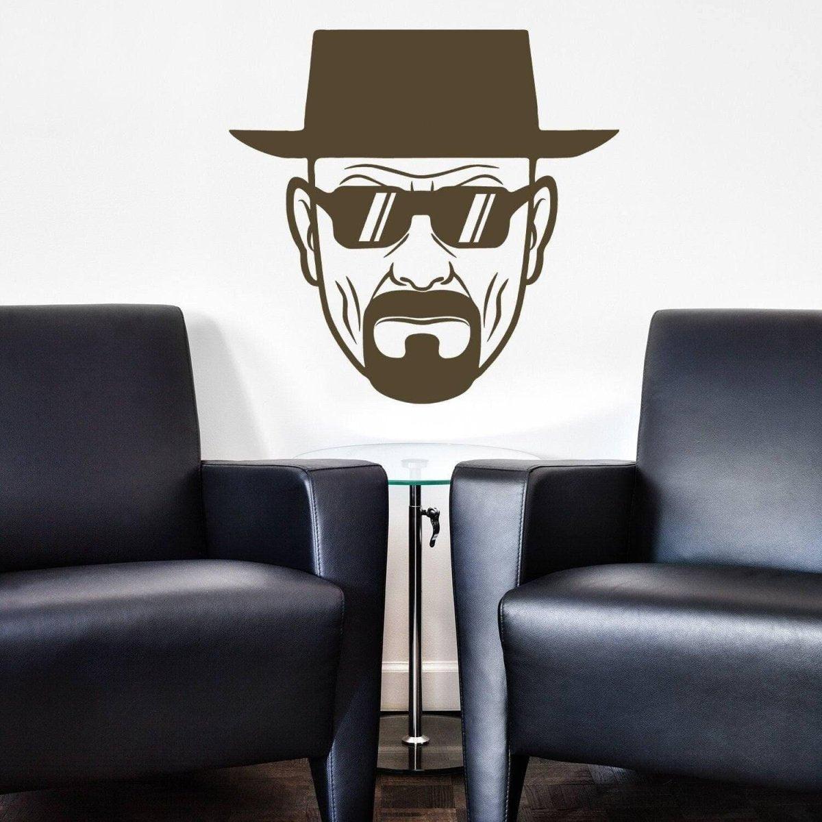 Chemistry-themed character wall decal displayed between two chairs.