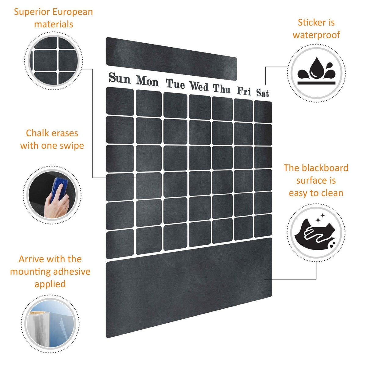 Chalkboard wall sticker for kitchen with days of the week.