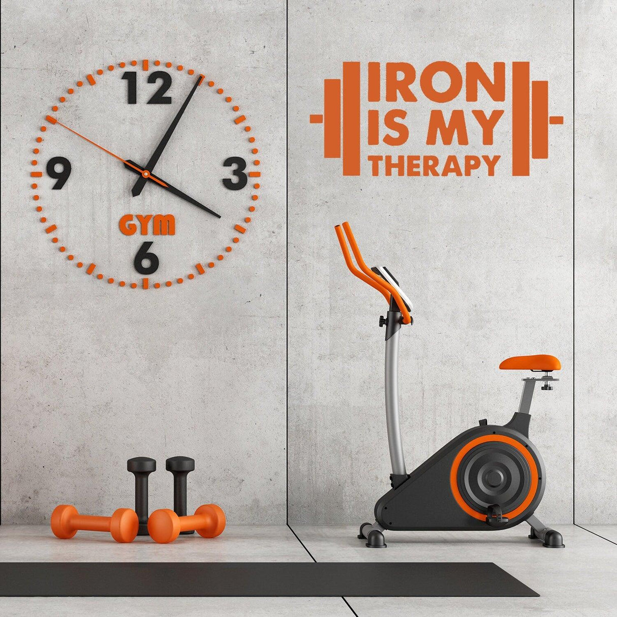 Надпись Iron Is My Therapy на стене тренировочной зоны.