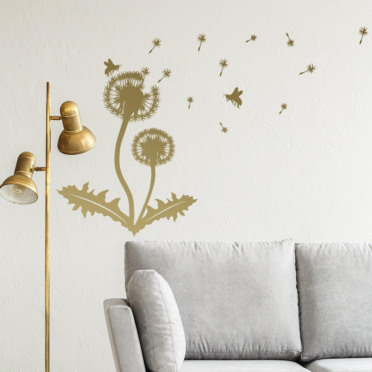 Dandelion vinyl sticker wall decal featuring detailed dandelion design and whimsical elements.