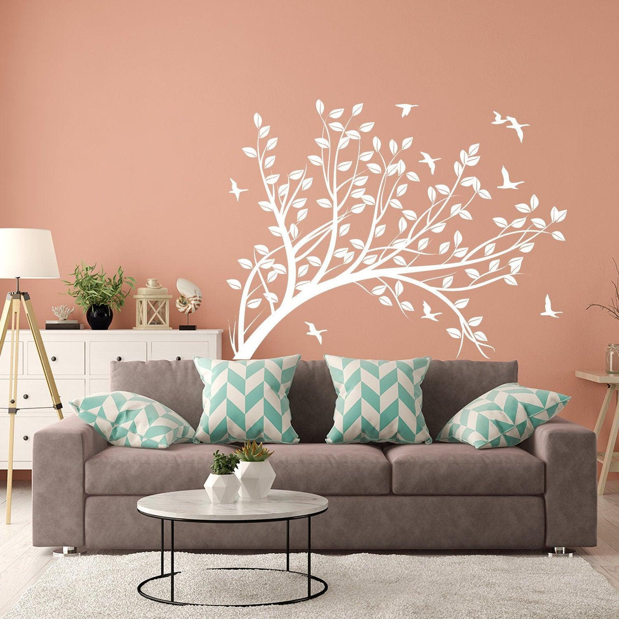 Branch wall tree sticker vinyl decal with birds.