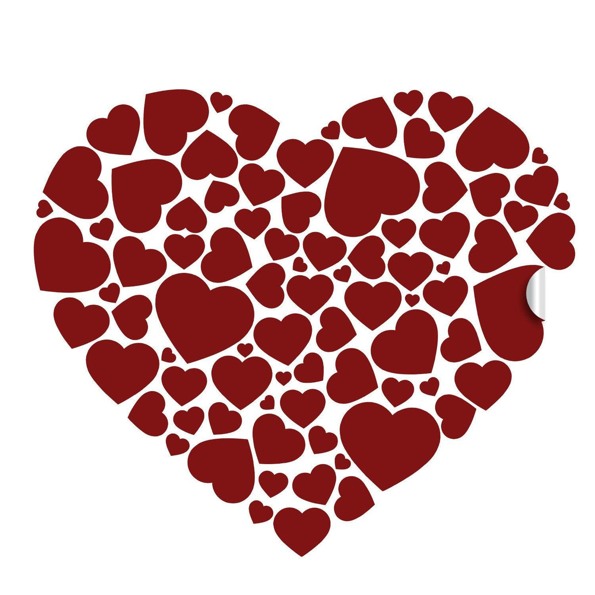 Red heart design made of various smaller hearts.