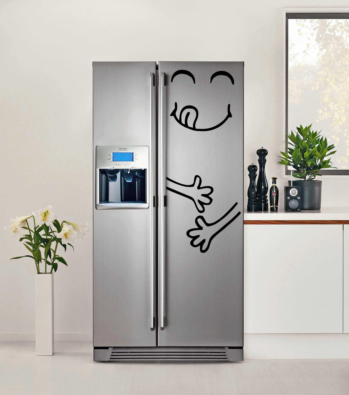 Alternate product view of Funny Happy Face Refrigerator Decal.