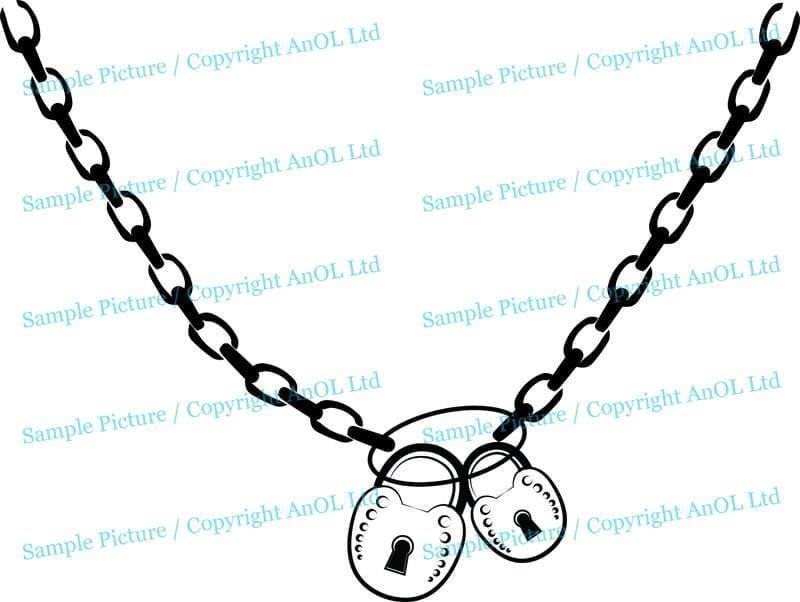 Chain and padlock vinyl decal shown in a close product view.