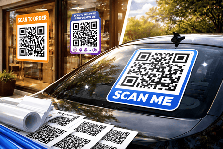 Custom business sign and QR code decal designs