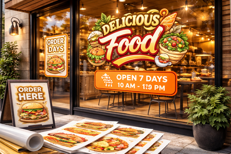 Restaurant window decal designs