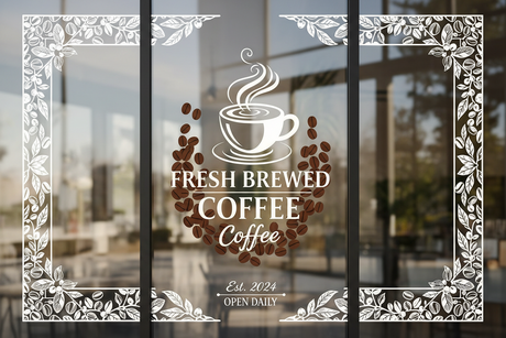 Coffee shop and cafe window decal designs
