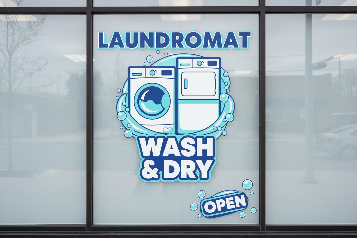 Laundromat and laundry room decal designs