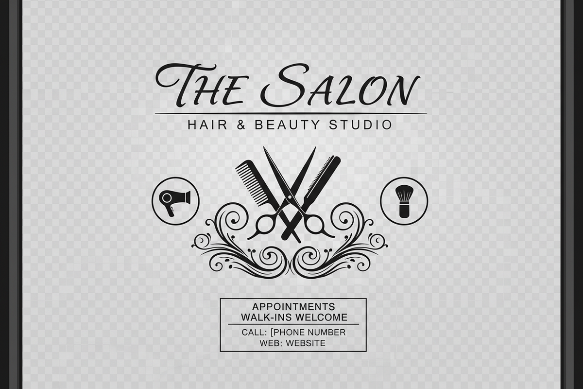 Salon window decal designs
