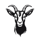 Intricate goat wall sticker decal in light black, showcasing rustic elegance and strong facial expression.