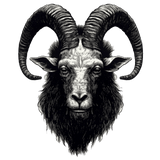 Realistic surreal ram head wall decal featuring intricate ink illustration and detailed fur and horns.