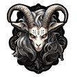 Zodiac Goat Wall Decal in Gothic Pop Surrealism style, featuring a striking goat with horns and flowing hair.