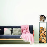 3D rabbit wall sticker above modern sofa with pink throw, adding a whimsical touch to the stylish living room decor.