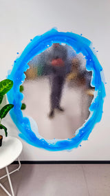 Blue portal aura wall sticker on a white wall, creating a vibrant, eye-catching decor effect.