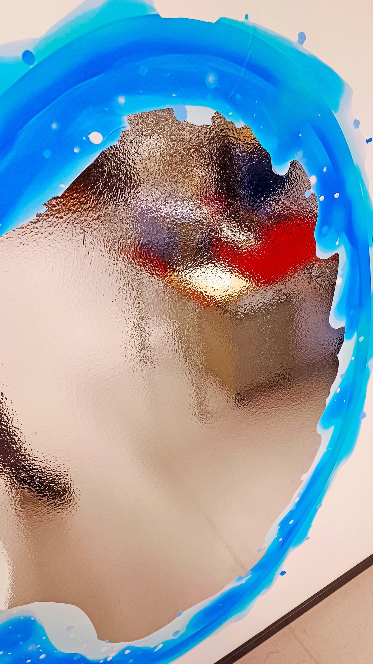 Blue portal aura wall sticker design on a reflective surface.