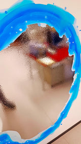 Blue portal aura wall sticker design on a reflective surface.