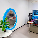 Blue and orange portal aura wall sticker in an office, enhancing decor with a vibrant aura effect.