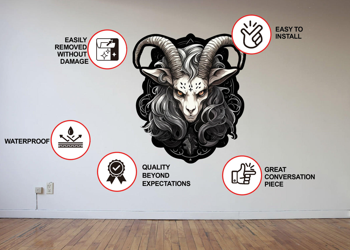 Zodiac Goat wall decal featuring Gothic Pop Surrealism.