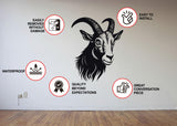 Product features graphic for the large zodiac goat wall decal.