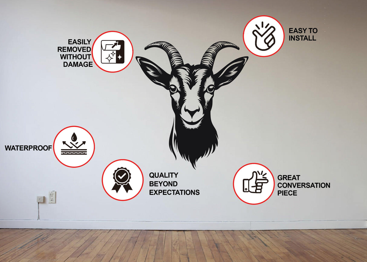 Goat wall sticker decal showcasing installation features.