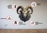 Gothic surrealism Old Goat Head wall sticker features.