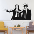 Retro movie duo street art wall sticker displayed in a stylish living room.