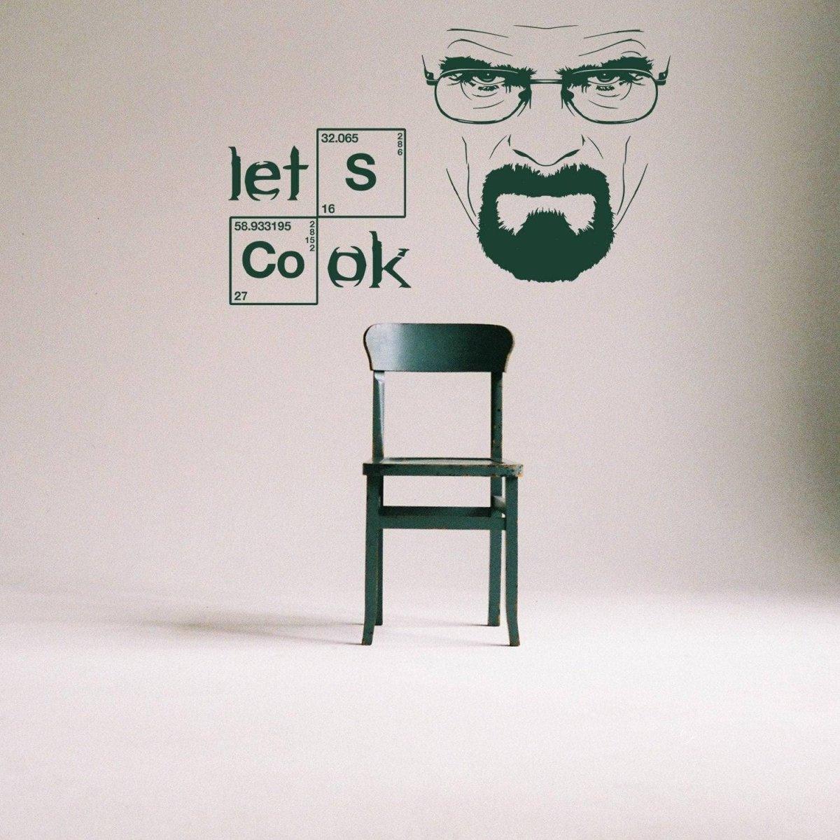 Let's Cook wall sticker with a character silhouette.
