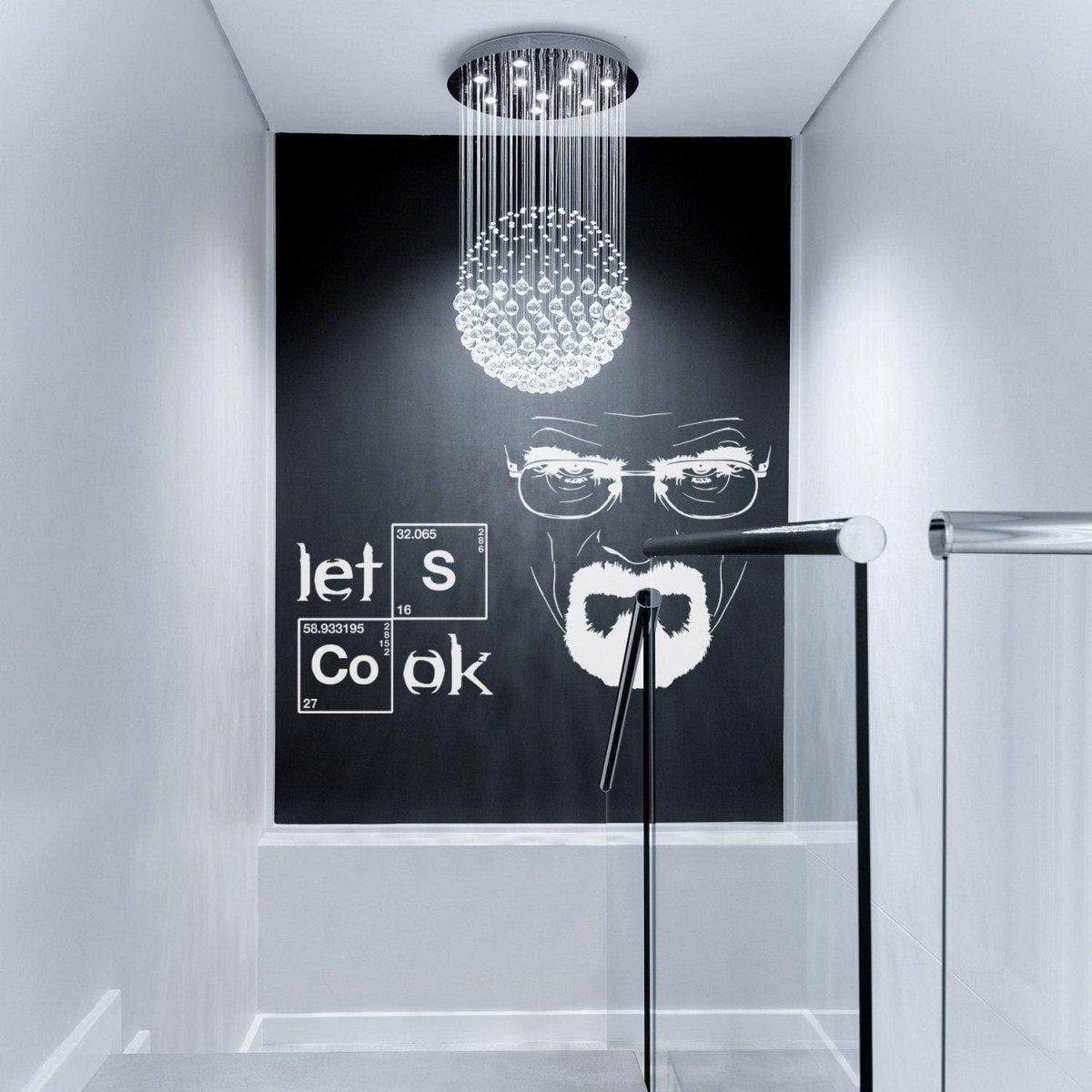 Let's Cook quote wall sticker displayed on a modern kitchen wall.