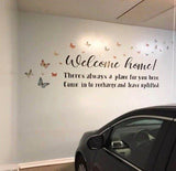 Wall mural with the text “Welcome home!”