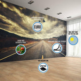 Galaxy wall mural product features graphic.