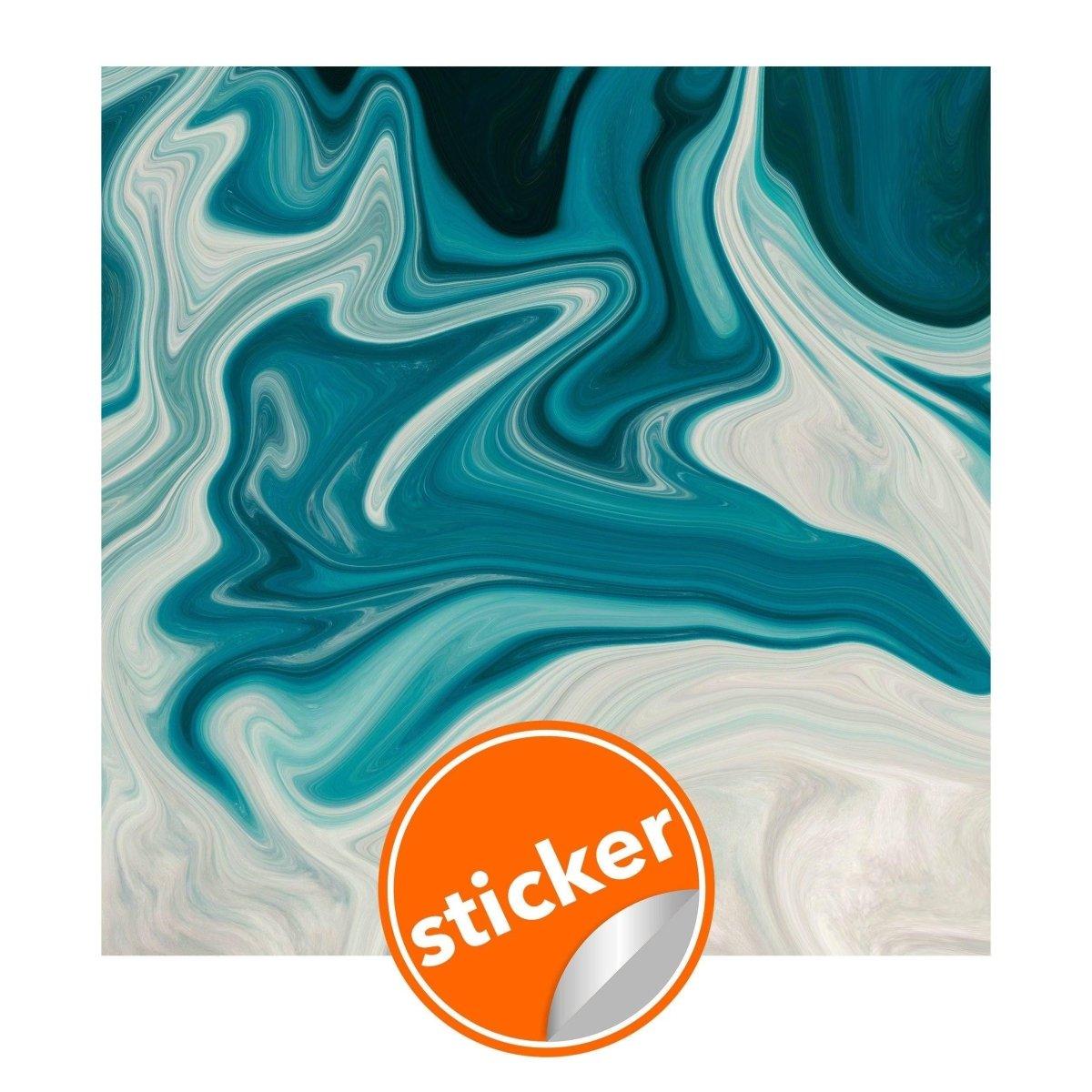 Elegant marble self-adhesive wallpaper sticker in teal and cream.