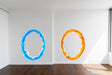 Blue and orange portal aura wall decals with transparent centres