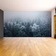 Misty Pine Hill wall mural depicting a serene foggy forest.