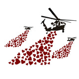 Helicopter with hearts graffiti wall sticker.