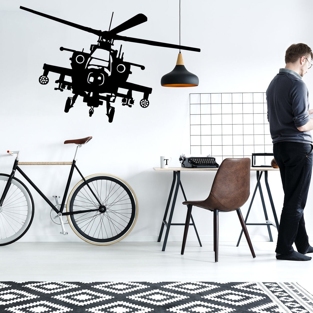 Product presentation view of Helicopter Wall Sticker.