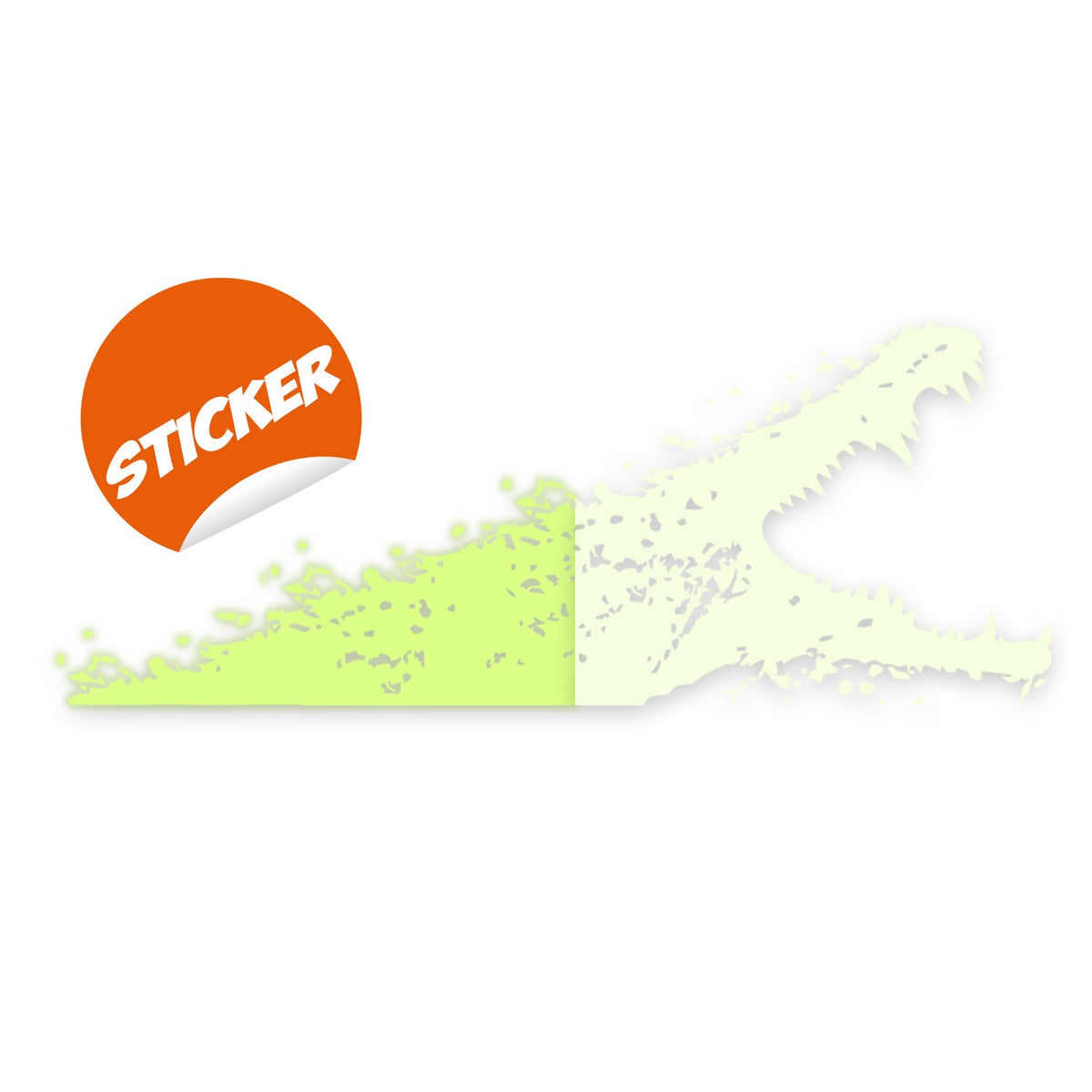 Glow In Dark Aligator Wall Sticker - Night Glowing Gator Vinyl Decal.