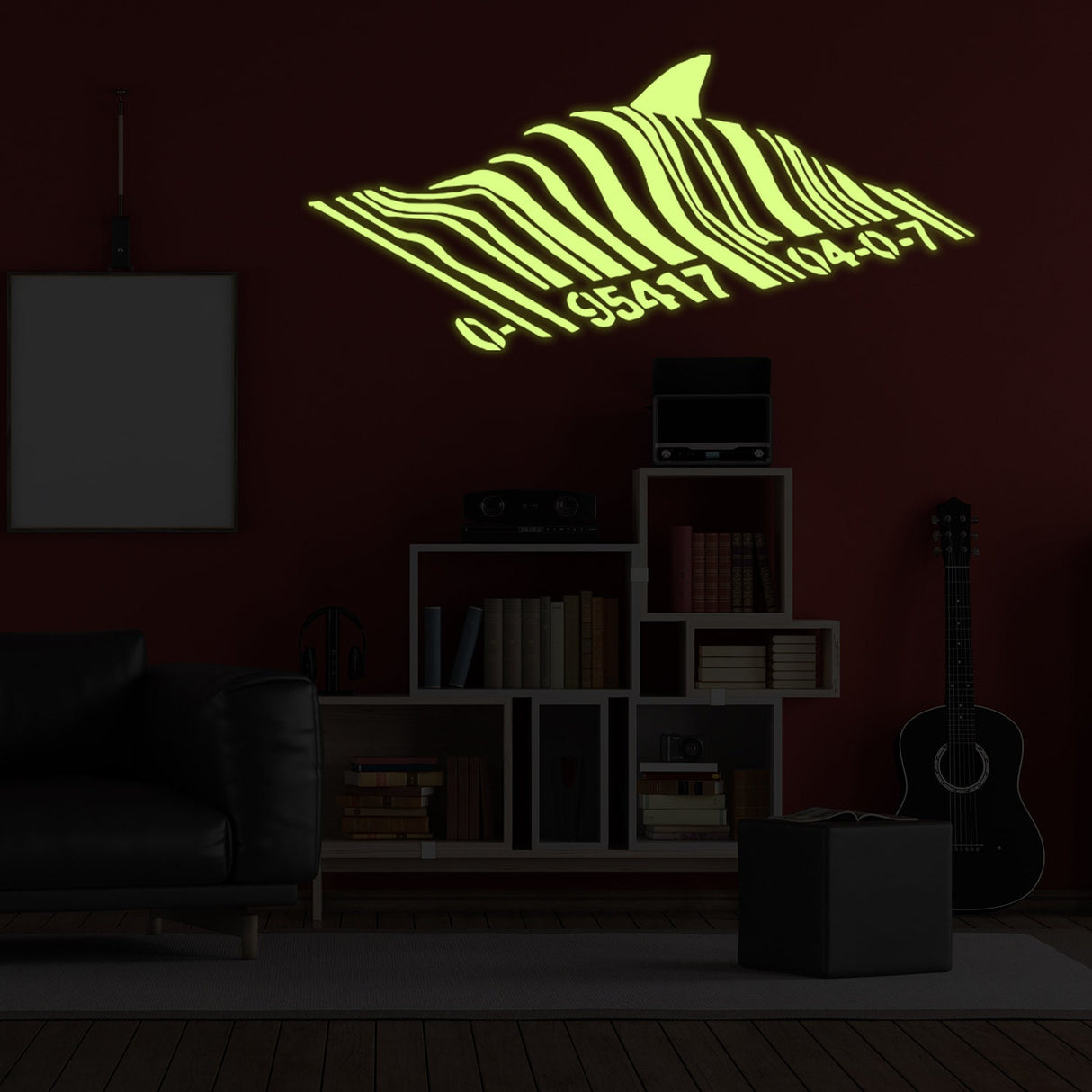 Additional product detail of Glow In Dark Artist Barcode Shark Wall Sticker.