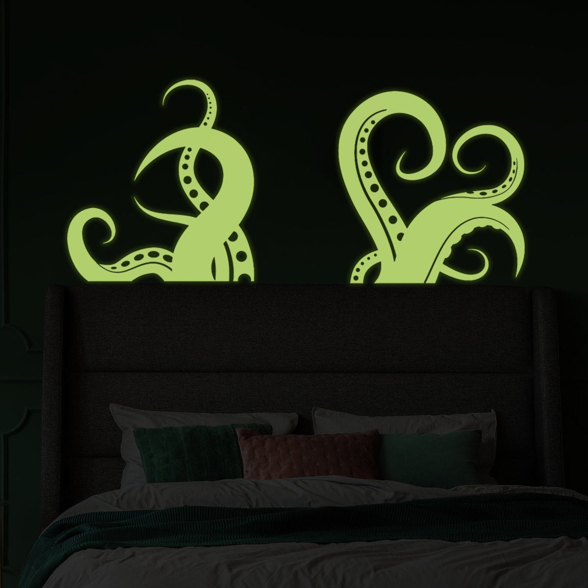 Product gallery view of Glow In Dark Octopus Tentacle Vinyl Wall Art Sticker.