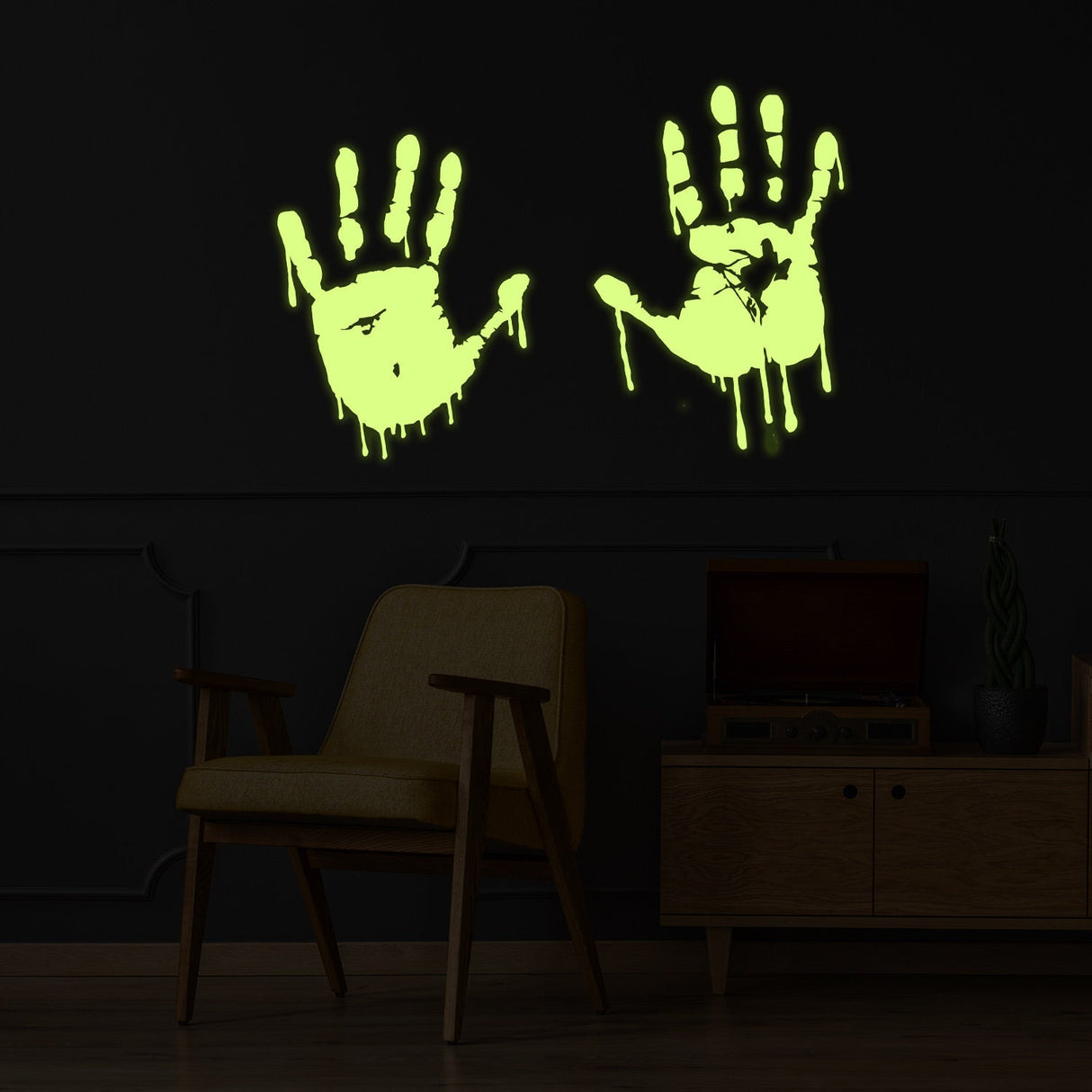 Additional product view of Glow In Dark Bloody Hands Scary Red Vinyl Sticker.