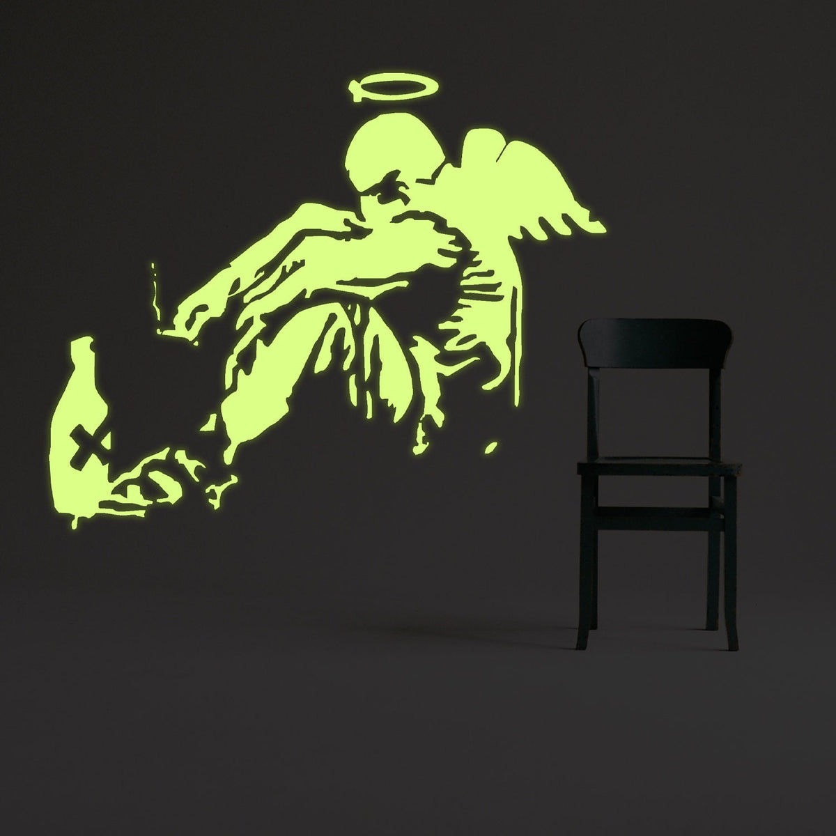 Product gallery view of Glow In Dark Artist Fallen Angel Wall Sticker.