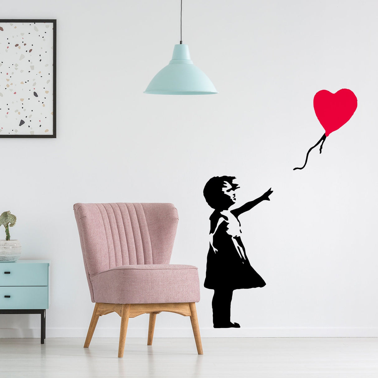 Additional product detail of Artist Girl With Heart Balloon Wall Sticker.