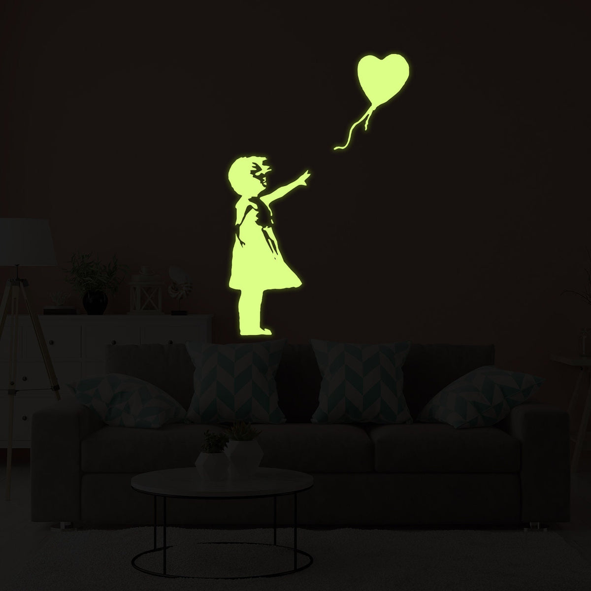 Alternate product presentation of Glow In The Dark Wall Vinyl Sticker Art.