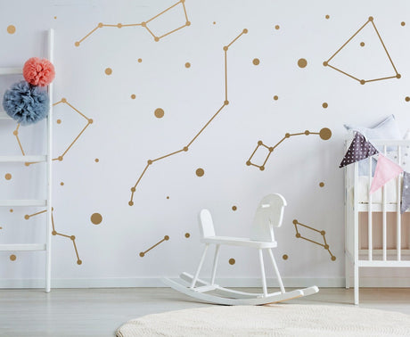 Constellation zodiac wall stickers shown at 79 × 79 inches (200 × 200 cm).