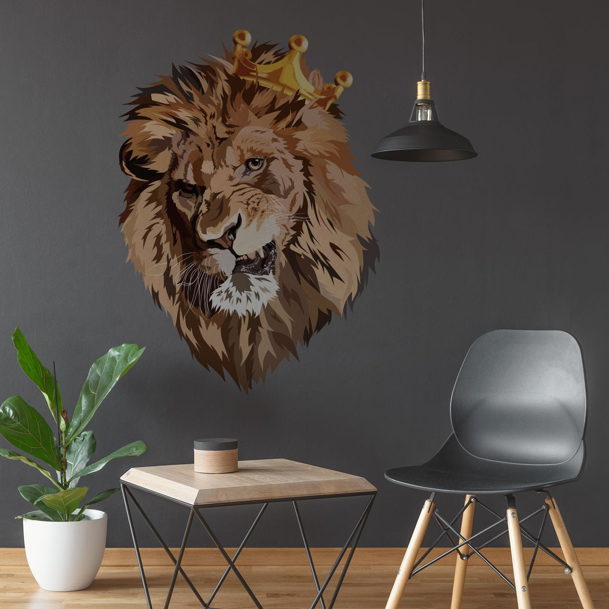 Alternate product presentation of Crowned Lion Vinyl Wall Sticker.