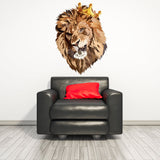 Crowned lion vinyl wall sticker with a regal head design.