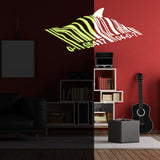 Glow-in-the-dark barcode shark wall decal with a swimming fish design.